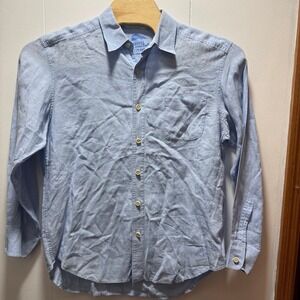 Tommy Bahama Relax Men Large Light Blue 100% Linen Long Sleeve Button Down Shirt